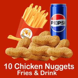 10 Chicken Nuggets, Fries & Drink