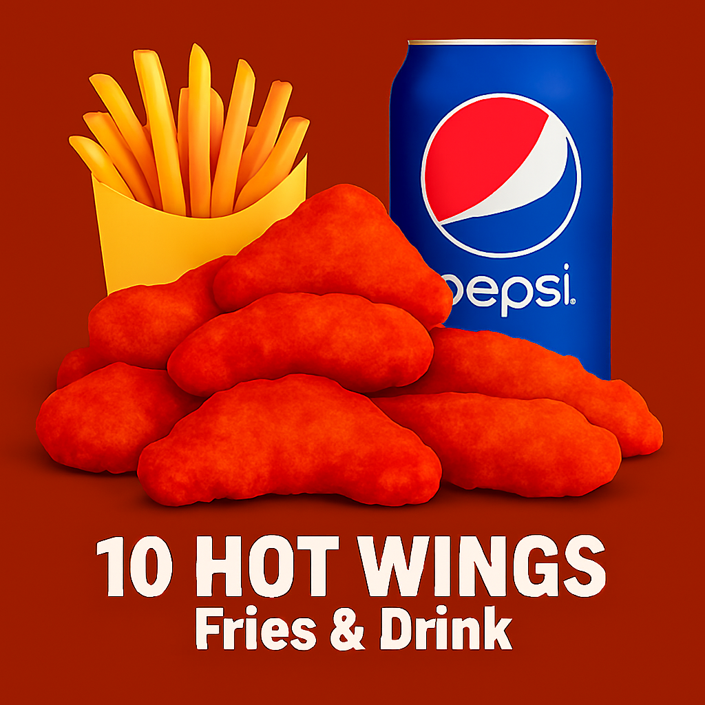 10 Hot Wings, Fries & Drink