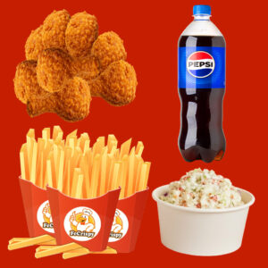 8 PCS Chicken, 4 Fries, Large Coleslaw & 1.5 LTR Drinks