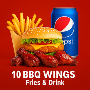 10 BBQ Wings, Fries & Drink