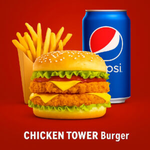 Chicken Tower Burger, Fries & Drink