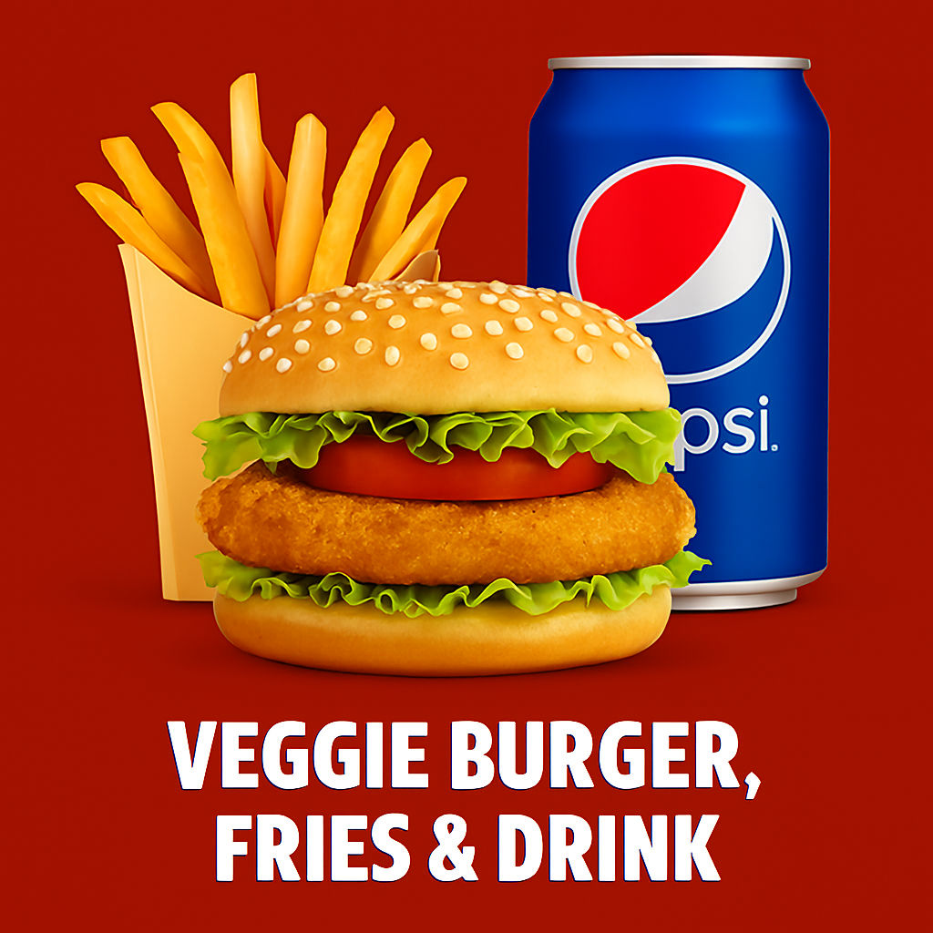 Veggie Burger, Fries & Drink
